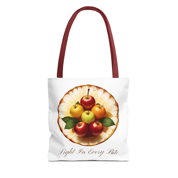 Eco-conscious Tote Bag, Vibrant Apples Tote Bag, Floral & Fruit Pattern Tote Bag