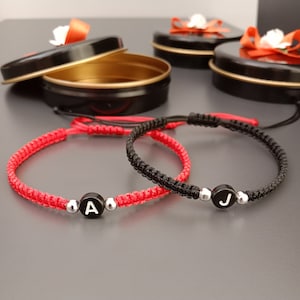 Personalized Initial Bracelet Set: Custom Letter Friendship Jewelry