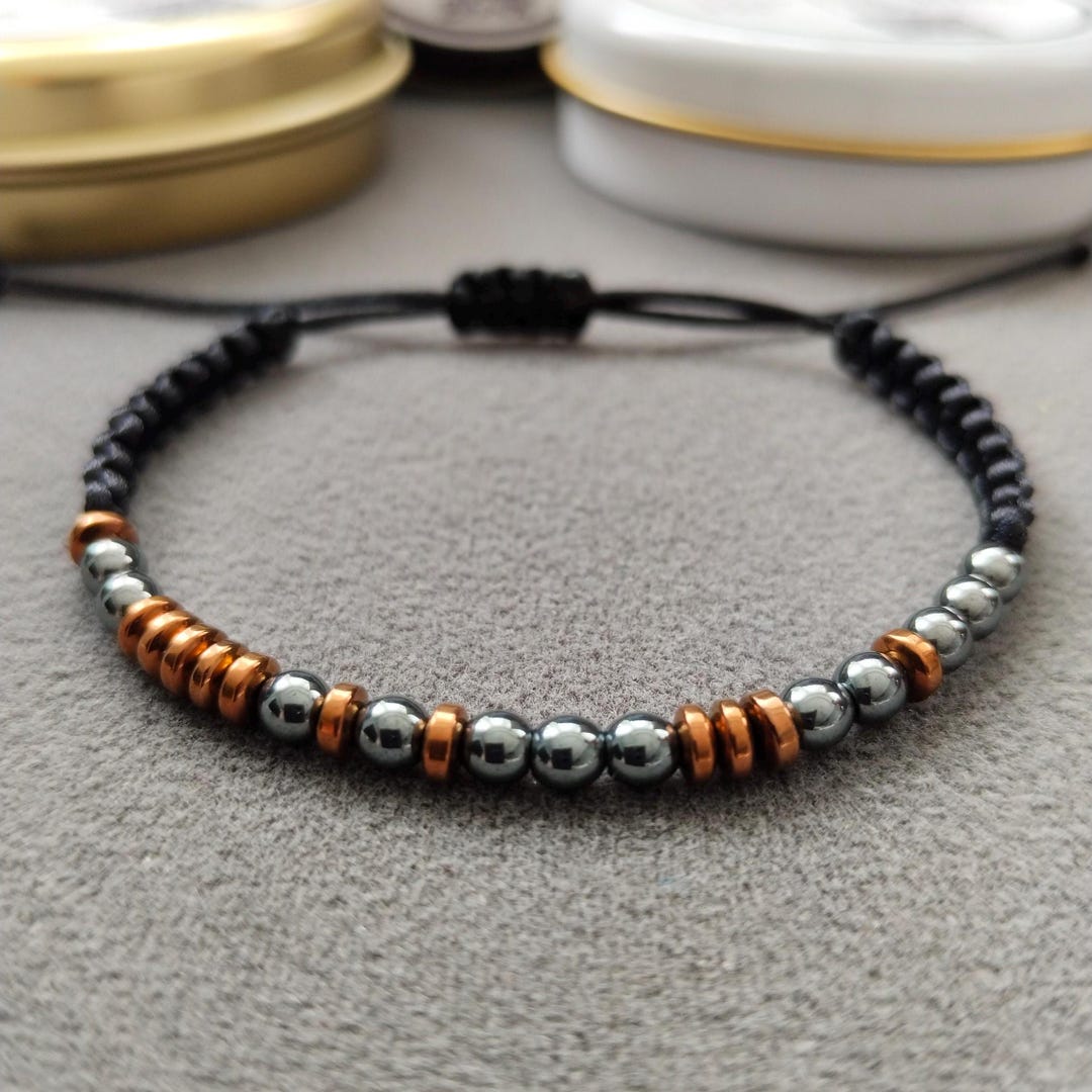 Personalized Morse Code Hematite Beaded Bracelet: Custom Secret Message ...