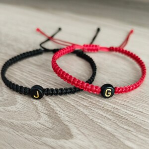 Custom Initial Bracelet Set: Adjustable Colorful String Matching Bracelets
