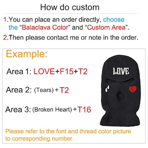 Custom Balaclava/Ski Mask Various Colours Embroidered 3 Hole Ski Mask Knitted Balaclava Personalized ski mask-Custom text embroidery image 3