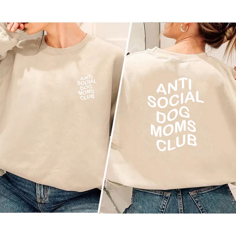 Anti Social Dog Mom Club Hoodie for Women, Personalised Dog Hoodie Gift, Personalisable Dog Mom Hoodie, Custom Dog Mama Sweatshirt Gift Idea image 2