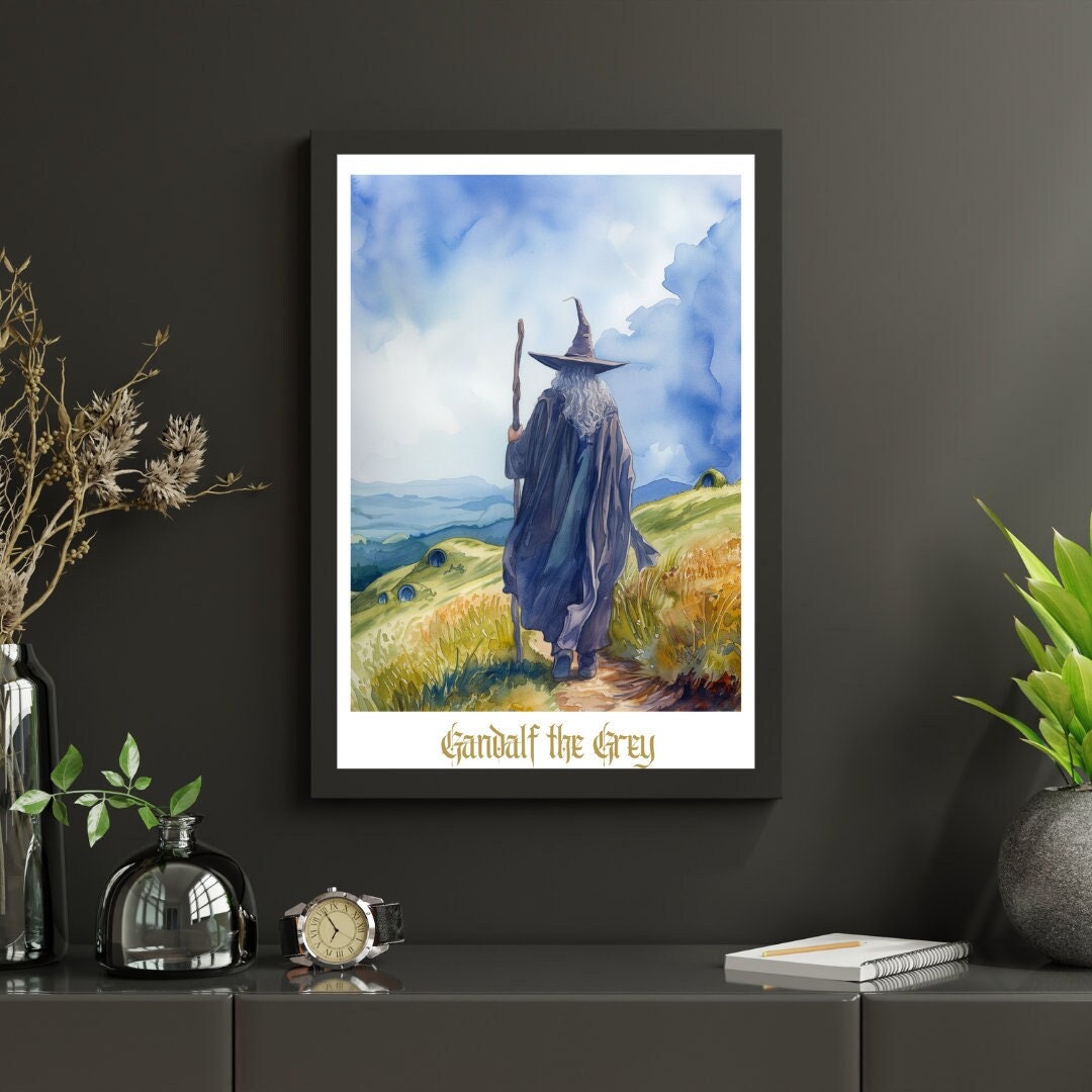 Gandalf the Grey in the Shire Poster - Lord of the Rings Fan Art - Wall ...
