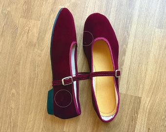 ample project · discounted Items · burgundy velvet mary janes