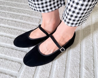 ample project . black velvet mary janes . machine-formed, hand-refined