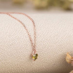 Heart Birthstone Necklace, Sterling Silver Necklace, Dainty Necklace, Minimalist Pendant Necklace, Gift for Her, Mother&#39;s Day Gift,