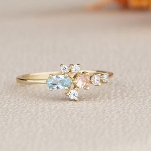 Sterling Silver Oval Birthstone Ring, Mother Grandma Family Ring Gifts, Birthstone Jewelry, Mother&#39;s Day Gift, Gift For Her, Christmas Gift,