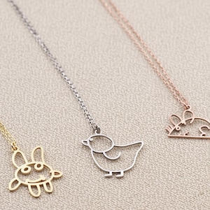 Actual Kids Drawing Necklace, Child&#39;s Art Silver Necklace, Personalized Kids Drawing Replica, Christmas Gift, Gift For Mom,  Christmas Gift