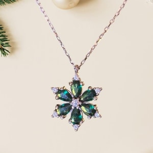 Sterling Silver Snowflake Necklace: Christmas Holiday Jewelry