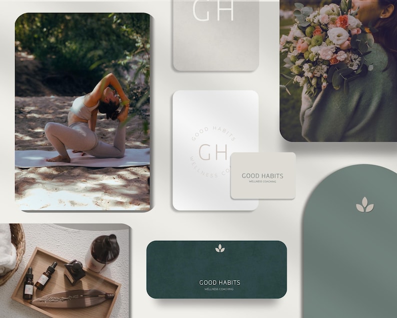 Wellness Brand Kit: Green Brand Identity, Logo Templates (Canva Editable) image 8