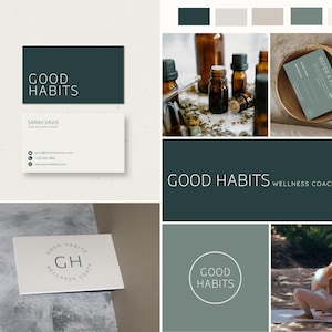 Wellness Brand Kit: Green Brand Identity, Logo Templates (Canva Editable) image 7
