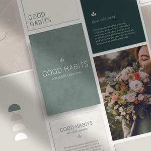 Wellness Brand Kit: Green Brand Identity, Logo Templates (Canva Editable) image 3