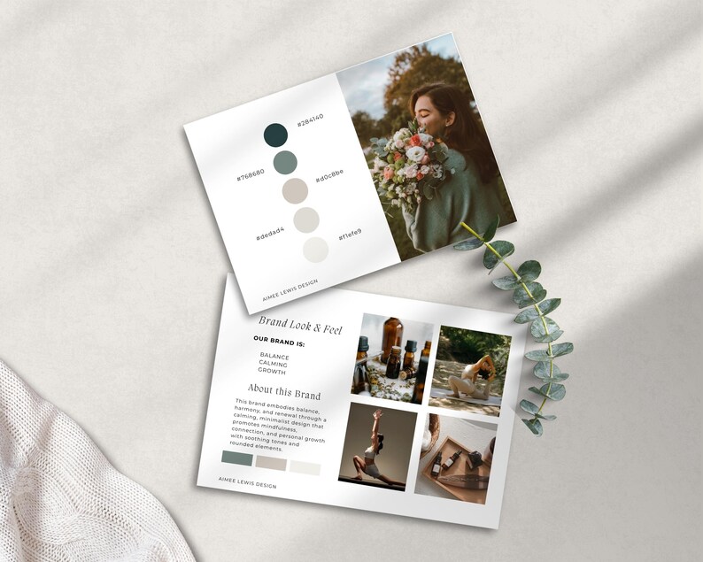 Wellness Brand Kit: Green Brand Identity, Logo Templates (Canva Editable) image 6