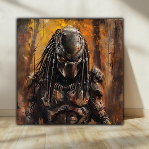 Predator Alien Jäger Druck - Sci Fi Krieger Leinwand Druck - Film Monster Kunst - Futuristische Kampf Kunst - Spielzimmer Dekor - Mann Höhle Kunst