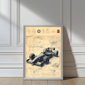 F1 Blueprint Wall Art | Vintage Formula 1 Technical Drawing Print | Racing Car Patent Poster | Automotive Engineering Blueprint Design