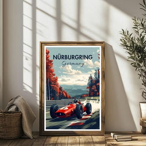 Nurburgring F1 racebaan print - vintage poster Formule 1 Grand Prix Racing - klassieke motorsport kunst aan de muur - Duitse circuit Home Decor cadeau
