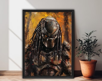 Póster de la película Depredador, impresión artística giclée: decoración de pared de ciencia ficción, obra de Yautja, cazador alienígena, regalo para cinéfilos, póster de película de cultura pop para el hogar.