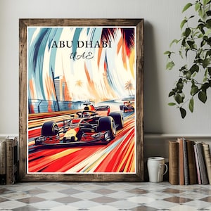 Abu Dhabi F1 Grand Prix Poster - UAE Formula 1 Circuit Print - Middle East Racing Wall Art - Modern Motorsport Travel Poster Decor