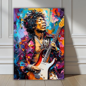 Jimi Hendrix Lebendige Leinwand oder Poster Kunst, kultige Gitarrenlegende Wanddekor, Rockmusiker Porträt, perfektes Geschenk, Musikliebhaber & Rockfans