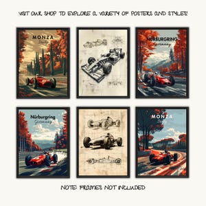 Arte mural con planos de Fórmula 1 vintage, impresión de coche de carreras clásico, póster de dibujo de ingeniería, regalo retro de carreras de F1, decoración de deportes de motor