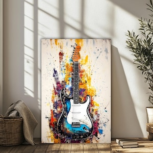 Fender Stratocaster Canvas Art: Abstrakcyjny obraz na gitarze elektrycznej