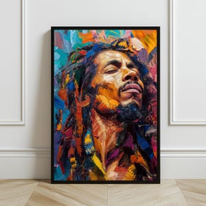 Affiche Bob Marley, art mural Bob Marley, impression colorée Bob Marley, musique Bob Marley, cadeaux Bob Marley, musique reggae art déco