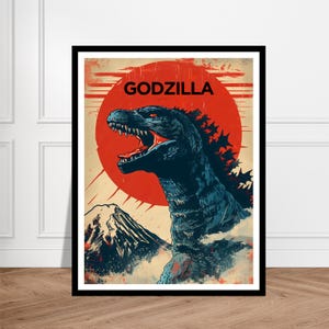 Godzilla Poster | Vintage Monster Druck | Kaiju Wanddekor | Retro Film Poster | Japanisches Monster Design für Fans und Sammler