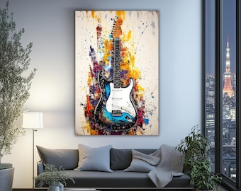 Fender Stratocaster Canvas Art: dipinto astratto di chitarra elettrica