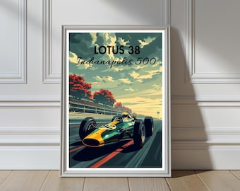 Lotus 38 Indy 500 Poster - Vintage Formula 1 Racing Art