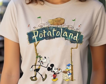 Vintage Disney Welcome To Potatoland Shirt, Mickey Goofy Donald T-shirt, Disney Mickey And Friends Matching Tee, Disneyland Family Trip