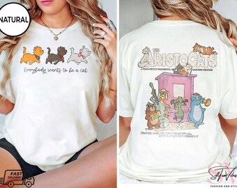 Disney Aristocats Picture Purr-fect 1970 Bonjour Two-sided Shirt, The Aristocats Marie Toulouse Berlioz, Disneyland Shirt, Disneyworld Shirt
