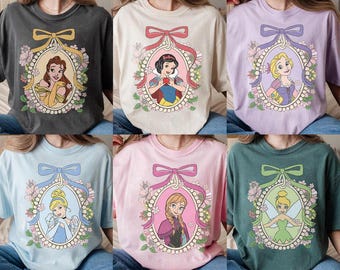 Retro Disney Princess Comfort Colors Shirt, Coquette Disney Princess Tee, Disney Girl Trip Tee, Disney Group Shirt, Personalized Disney Tee