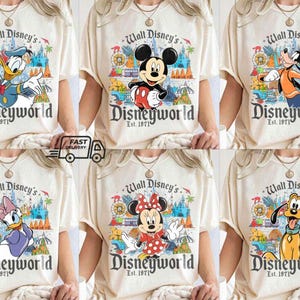 Retro Walt Disney&#39;s Disney World All Characters Shirt, Magic Kingdom, Personalized Disney Tee, Disney Family Trip Shirt, Mickey and Friends