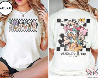 Vintage Mickey & Co Est 1928 Shirt, Mickey And Friends Shirt, Disney Family Vacation Checkered  Shirt, Disneyland Shirts, Disney Trip Tee