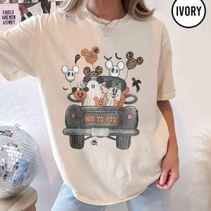Camiseta vintage de Mickey y Minnie para Halloween, camiseta de Disney para Halloween, camiseta de Mickey con globos fantasma para Halloween, camiseta de calabaza para Halloween, viaje a Disney