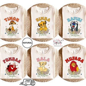 Disney Lion King Movie Character Group Matching Shirt, Animated Lion King Flower Shirt, Cute Simba Nala Mufasa Pumbaa Timon Birthday Shirt