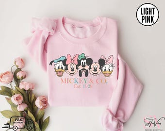 Retro Disney Mickey & Co 1928 Sweatshirt, Mickey And Friends Shirt, Disneyland Disneyworld Tee, Disney Family Shirts, Disney Girl Trip Shirt