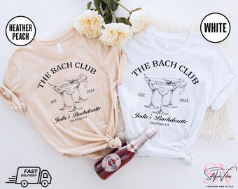 Magliette per addio al nubilato The Bach Club, Magliette personalizzate per addio al nubilato con nome e posizione, Addio al nubilato di lusso del Social Club, Regalo per lei