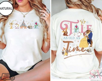 Vintage Disney Beauty and the Beast Belle Princess Comfort Colors 2-sided Shirt, Tale as old as time Disneyland Walt Disneyworld Trip Shirt