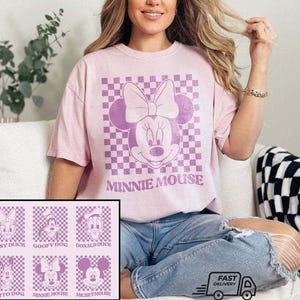 Retro Mickey and Friends Pink Shirt, Vintage Disney Family Vacation Shirts, Disneyland Minnie Tshirt, Magic Kingdom, Minnie Mouse Gift
