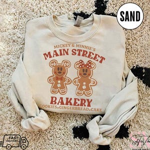 Mickey Minnie Main Street Bakery Sweatshirt, Disney Mickey Gingerbread Shirt, Disneyland Christmas, Gingerbread Cookies, Family Trip Tee
