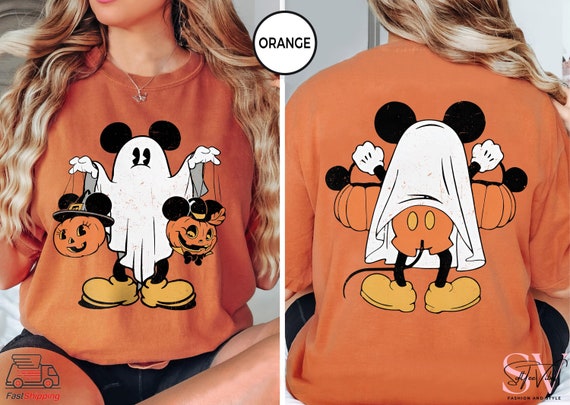 Vintage Mickey Ghost Shirt, Mickey Pumpkin Halloween Party Shirt, Mickey 2 Sided Halloween Shirt, Fall Pumpkin Shirt, Disneyland Halloween