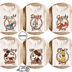 ヴィンテージ ディズニー ミッキーと仲間のシャツ、ディズニー キャラクター シャツ、ディズニー チェック シャツ、ディズニーランド旅行シャツ、ディズニー ファミリー バケーション T シャツ