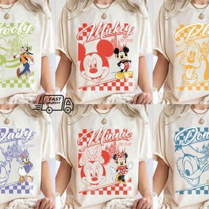 Vintage Disney Mickey And Friends Comfort Colors Shirt, Retro Checkered Disney Trip Disneyworld Disneyland Shirt, Disney Family Vacation Tee