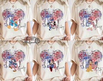 Camisetas de Mickey y sus amigos del 4 de julio de Disney, camiseta de viaje familiar de Disney, camiseta del 4 de julio de Disney, camiseta del Día de la Independencia, Magic Kingdom