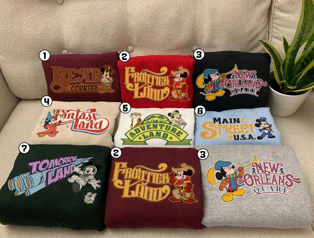 Disney Mickey Mouse The Lands Collection Shirt, Main Street Usa, Frontierland, Tomorrowland Shirt, Disneyland Tee, Disneyworld Family Shirts
