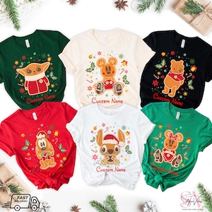 Mickey and Friends Gingerbread Disney Shirt, Disney Family Christmas Sweatshirt, Disney All Character Custom Tee, Christmas Party Shirts