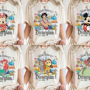 Retro Walt Disney&#39;s Disneyland All Characters Shirt, Magic Kingdom, Personalized Disney Tee, Disney Family Trip Shirt, Mickey and Friends