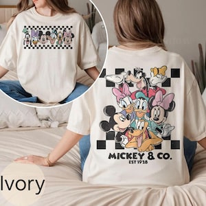 Vintage Mickey & Co Est 1928 Comfort Colors Shirt, Mickey And Friends Shirt, Disney Family Vacation Checkered Shirt, Disneyland Trip Shirts