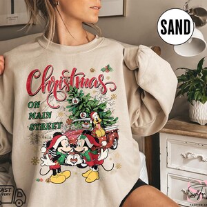 Retro Disney Christmas On Main Street  Sweatshirt, Minnie Mickey&#39;s Very Merry Christmas Party 2024 Shirt, Disney Family Tee, Christmas Tree